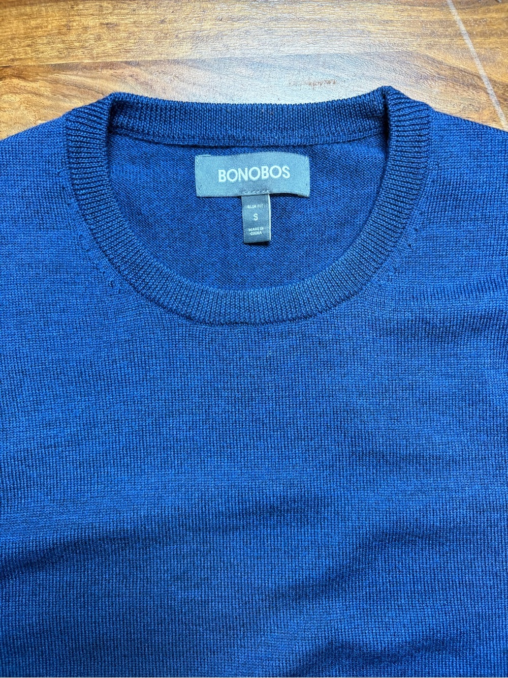 Bonobos Men’s Bright Blue Crewneck Sweater - Picture 2 of 8